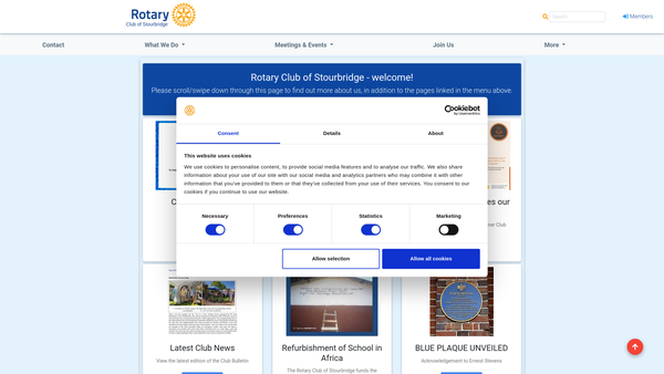 Screenshot of the Rotary Club Of Stourbridge Charitable Trust website