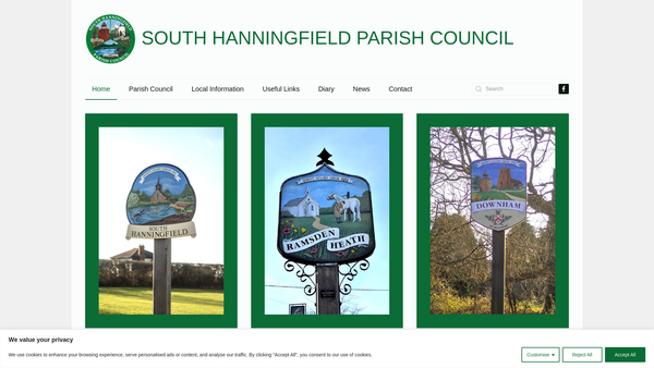 Screenshot of the South Hanningfield Parish Allotments website