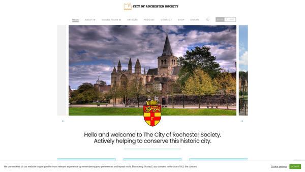 Screenshot of the The City Of Rochester Society website