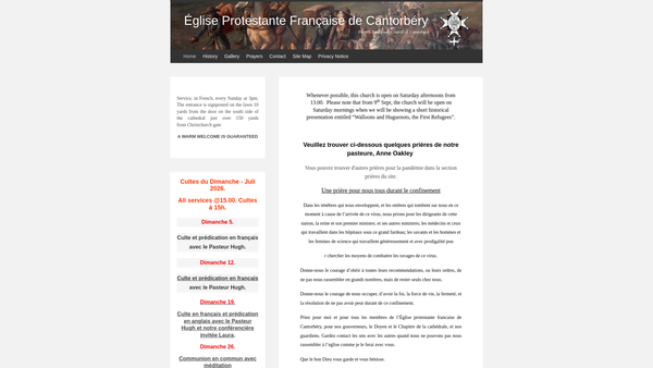 Screenshot of the The Endowment Of The French Walloon Church At Canterbury website