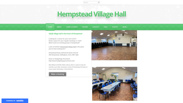 Screenshot of the Hempstead Village Hall Management Committee website