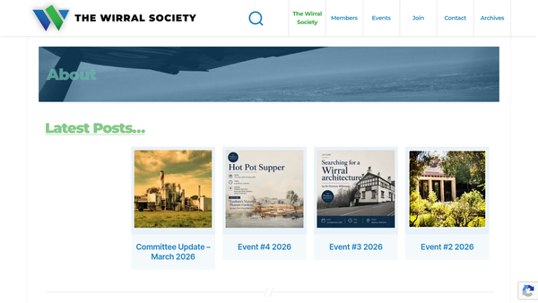 Screenshot of the The Wirral Society website
