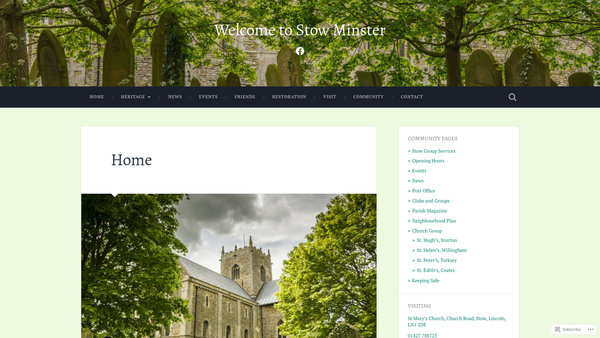 Screenshot of the Church Lands website