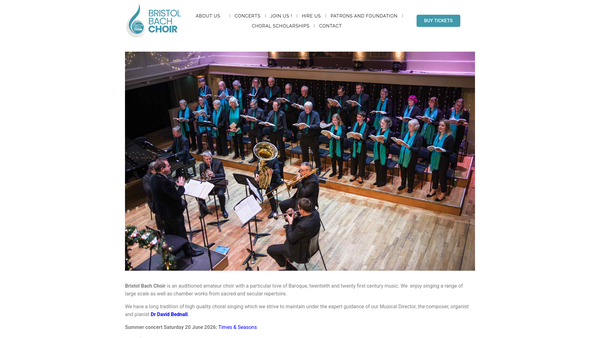 Screenshot of the Bristol Bach Choir website