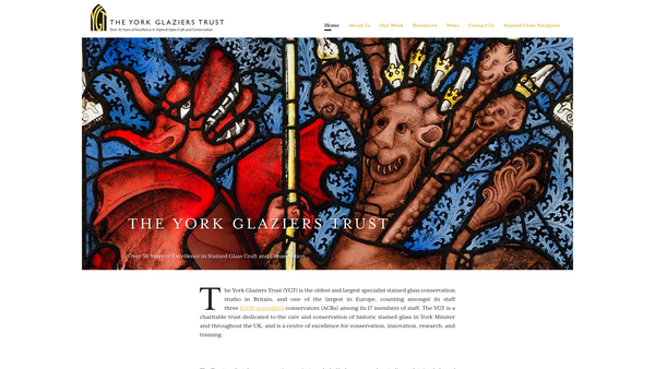 Screenshot of the The York Glaziers' Trust website