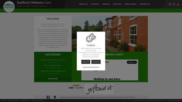 Screenshot of the Dodford Children's Farm website