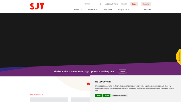 Screenshot of the Scarborough Theatre Trust Limited website