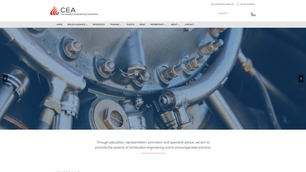 Screenshot of the The Combustion Engineering Association website