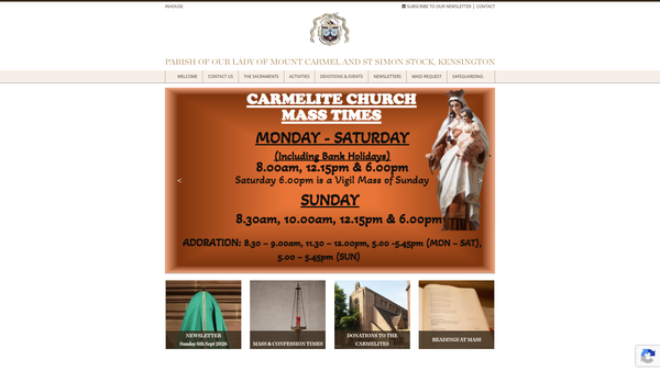 Screenshot of the Community Of The Order Of Discalced Carmelites website