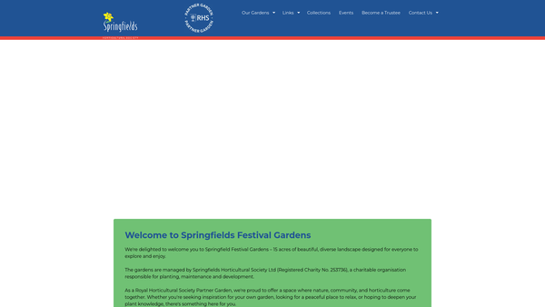 Screenshot of the The Springfields Horticultural Society Limited website