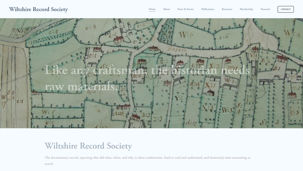 Screenshot of the Wiltshire Record Society website