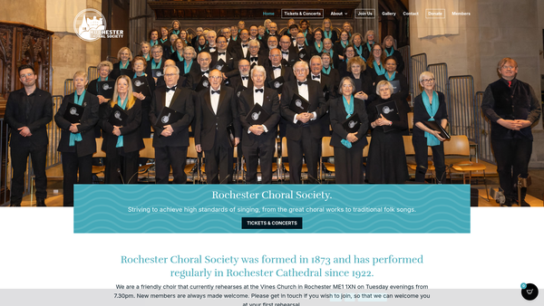 Screenshot of the Rochester Choral Society website