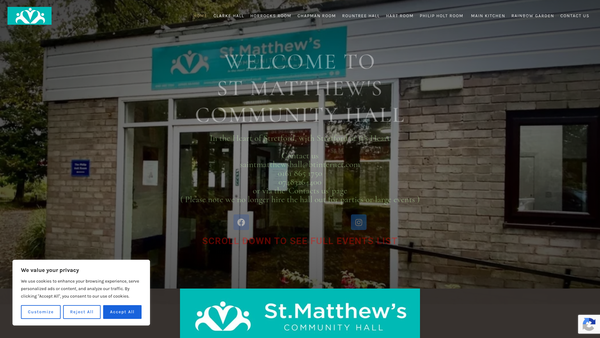 Screenshot of the Stretford Church Hall And Institute Limited website