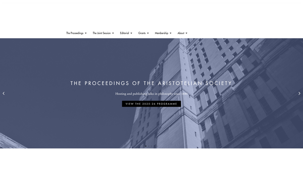 Screenshot of the The Aristotelian Society website