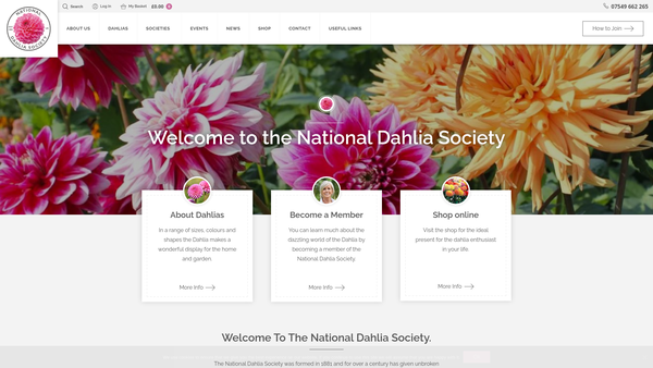 Screenshot of the National Dahlia Society website