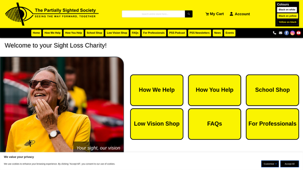 Screenshot of the The Partially Sighted Society website