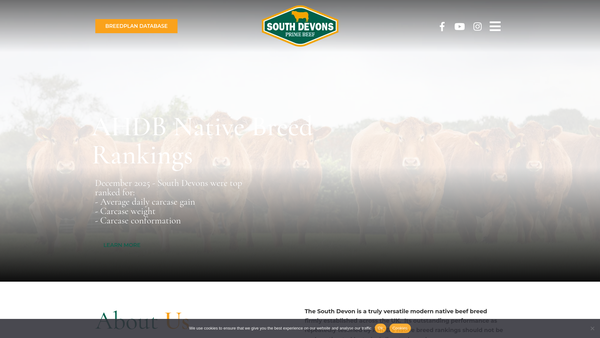 Screenshot of the South Devon Herd Book Society website