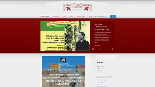 Screenshot of the The Polish Writers Abroad Charity website