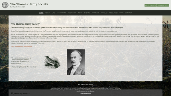 Screenshot of the The Thomas Hardy Society website