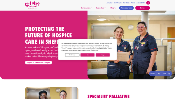 Screenshot of the St Luke's Hospice website