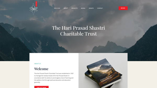 Screenshot of the The Hari Prasad Shastri Charitable Trust website