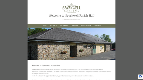Screenshot of the Sparkwell Parish Hall And Playground Trust website