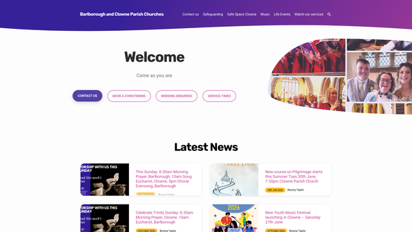 Screenshot of the Church Lands website