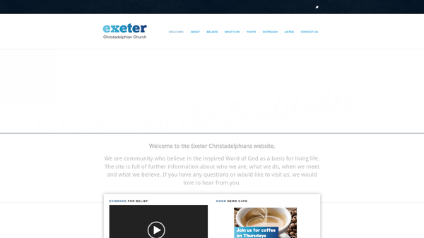 Screenshot of the Exeter Christadelphian Ecclesia website