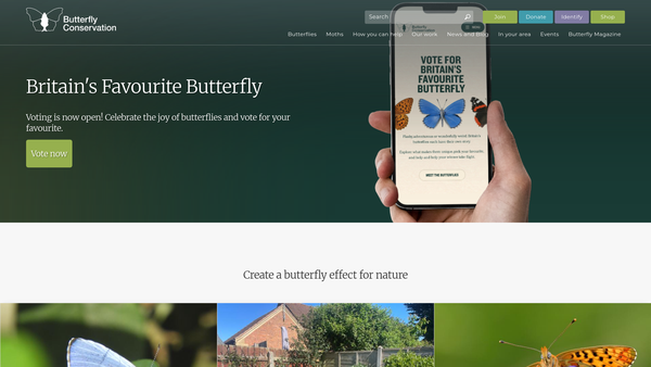 Screenshot of the Butterfly Conservation website