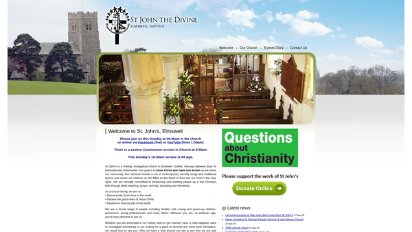 Screenshot of the Elmswell Church Land Charity website