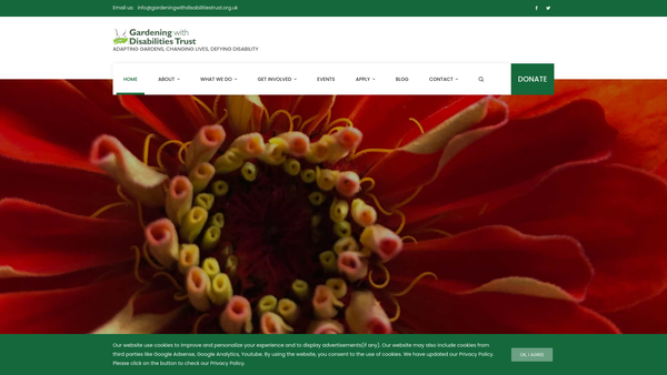 Screenshot of the Gardening with Disabilities Trust website