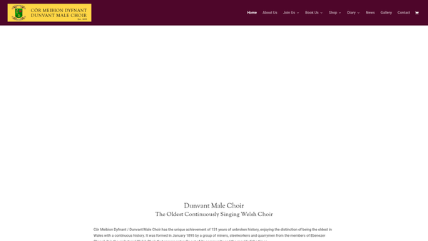 Screenshot of the Dunvant Male Choir website