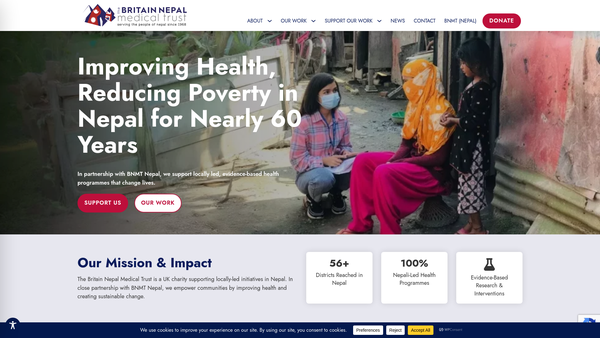 Screenshot of the The Britain-Nepal Medical Trust website