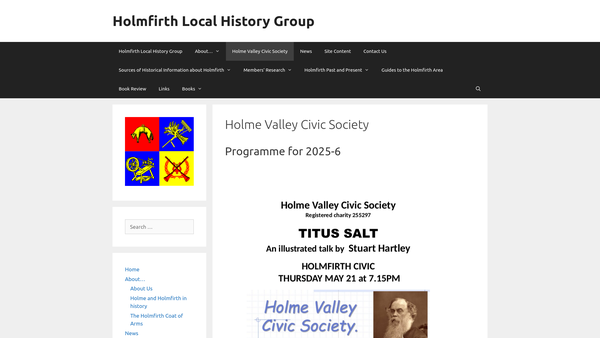 Screenshot of the Holme Valley Civic Society website
