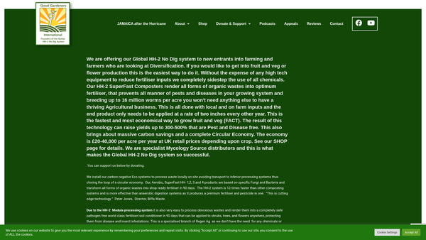 Screenshot of the Good Gardeners International website