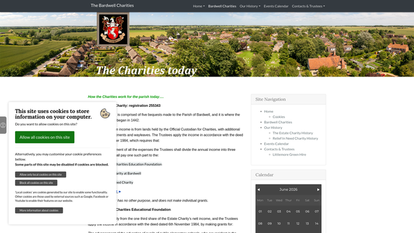 Screenshot of the Bardwell Estate Charity website