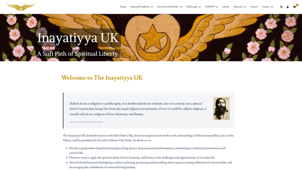 Screenshot of the Inayatiyya UK website