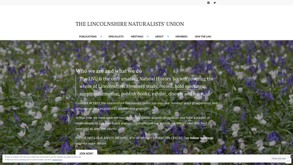 Screenshot of the Lincolnshire Naturalists' Union website