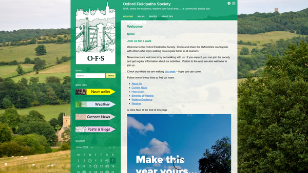 Screenshot of the Oxford Fieldpaths Society website