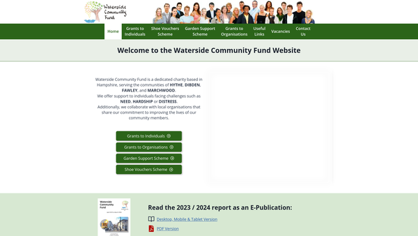 Screenshot of the Waterside Community Fund website