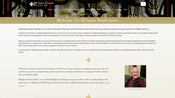 Screenshot of the Parish Estate Charity (All Saints, North Street) website