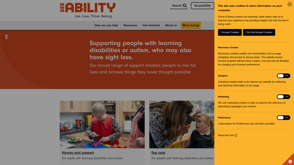 Screenshot of the The Royal School For The Blind website