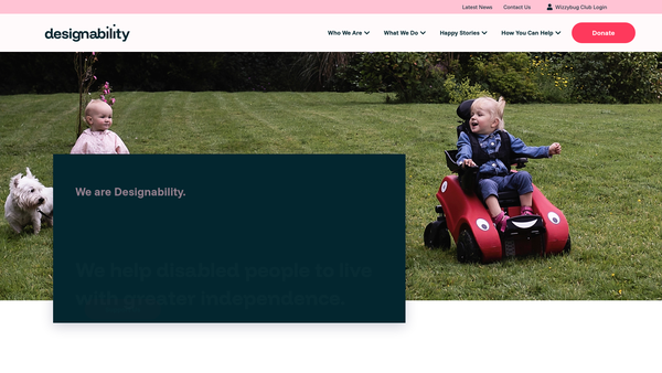 Screenshot of the Designability Charity Limited website