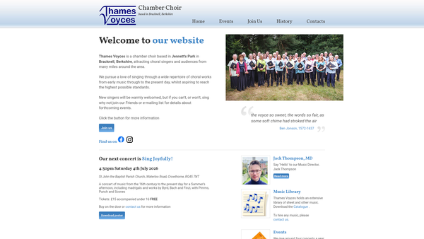 Screenshot of the Thames Voyces website