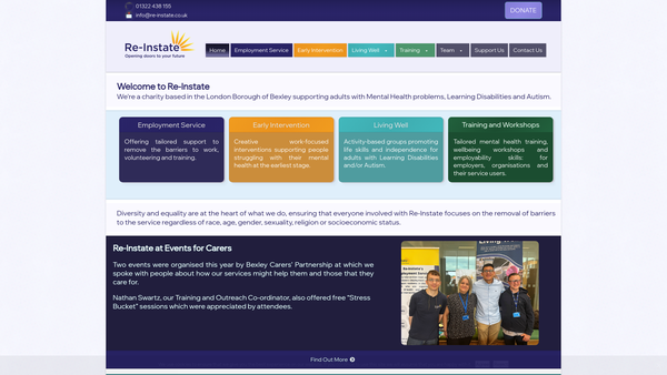 Screenshot of the Re-Instate Limited website