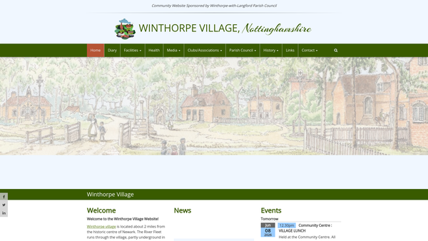 Screenshot of the Winthorpe Village Hall website