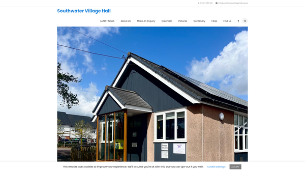 Screenshot of the Southwater Village Hall website