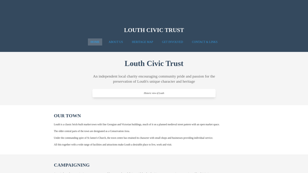 Screenshot of the The Louth Civic Trust website