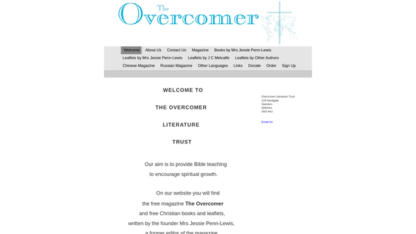 Screenshot of the Overcomer Literature Trust Limited website