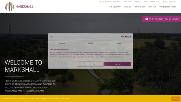 Screenshot of the Markshall Estate website